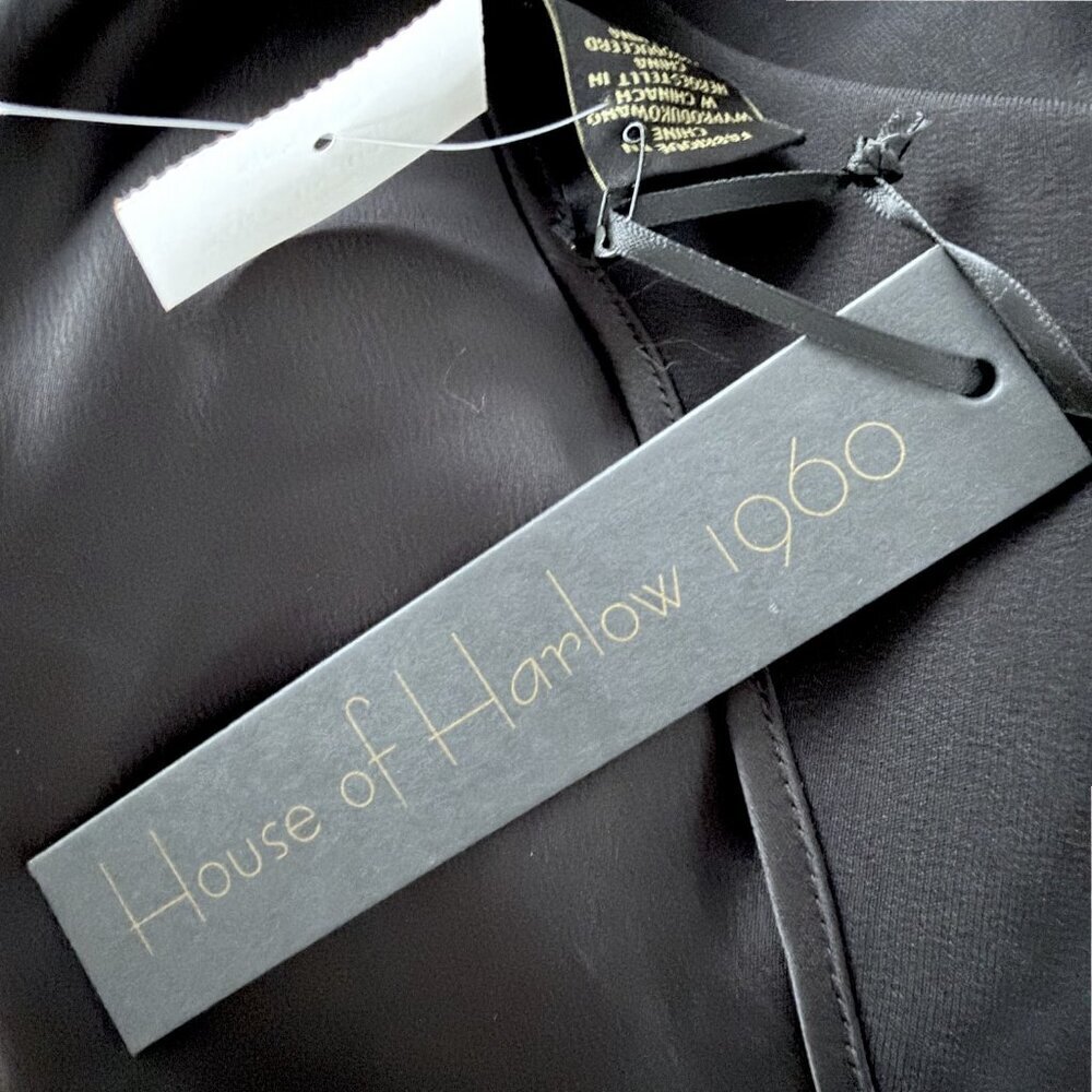 House of Harlow 1960 Black Slip Dress XL Satin Bias Cut Minimalist Chic NWT - Picture 5 of 5